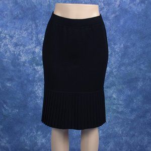 Vintage Chanel Boutique Black Knit Pleated Hem Skirt Sz S